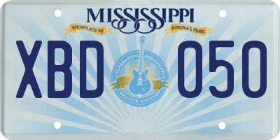 MS license plate XBD050