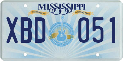 MS license plate XBD051