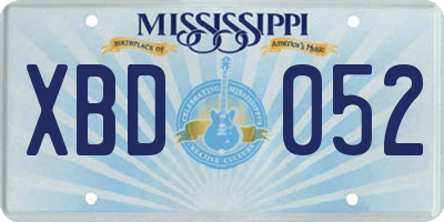 MS license plate XBD052