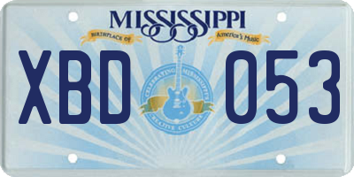 MS license plate XBD053