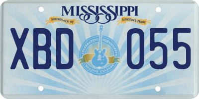 MS license plate XBD055