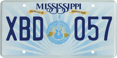 MS license plate XBD057