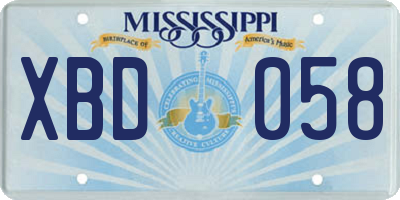 MS license plate XBD058