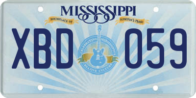 MS license plate XBD059