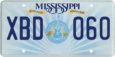 MS license plate XBD060