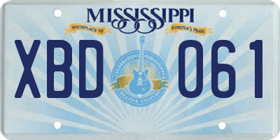 MS license plate XBD061