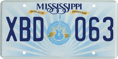 MS license plate XBD063