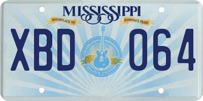 MS license plate XBD064