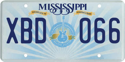 MS license plate XBD066