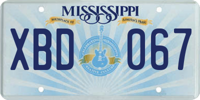 MS license plate XBD067