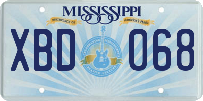 MS license plate XBD068