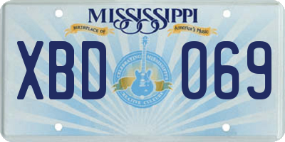 MS license plate XBD069