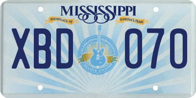 MS license plate XBD070