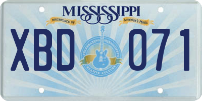 MS license plate XBD071