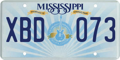 MS license plate XBD073
