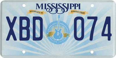 MS license plate XBD074
