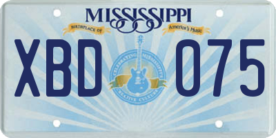 MS license plate XBD075