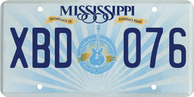 MS license plate XBD076