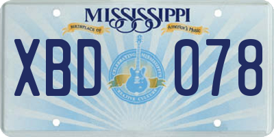 MS license plate XBD078