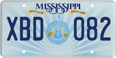 MS license plate XBD082