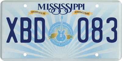MS license plate XBD083