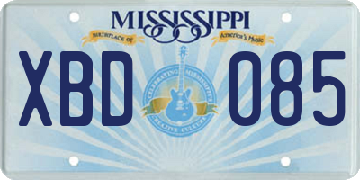MS license plate XBD085