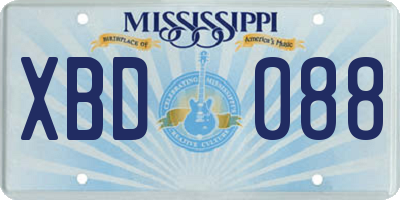 MS license plate XBD088
