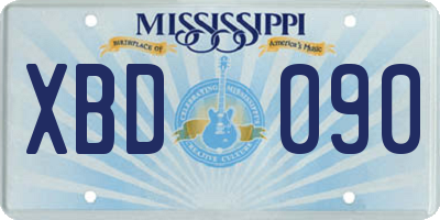 MS license plate XBD090