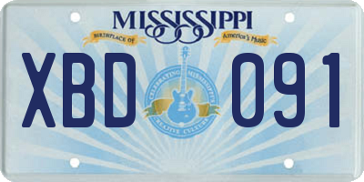 MS license plate XBD091