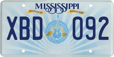 MS license plate XBD092