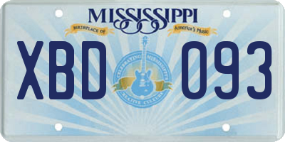 MS license plate XBD093