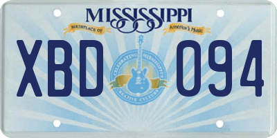 MS license plate XBD094