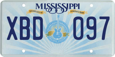 MS license plate XBD097