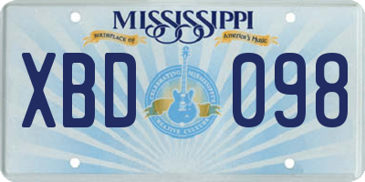MS license plate XBD098