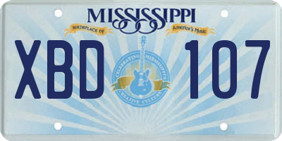 MS license plate XBD107