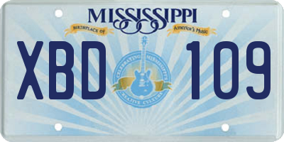 MS license plate XBD109