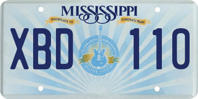 MS license plate XBD110