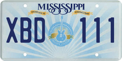 MS license plate XBD111