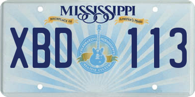 MS license plate XBD113