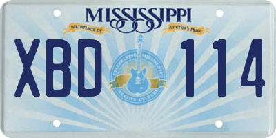 MS license plate XBD114