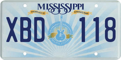 MS license plate XBD118