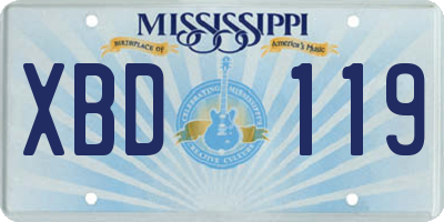 MS license plate XBD119