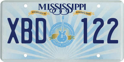 MS license plate XBD122