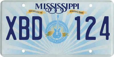 MS license plate XBD124