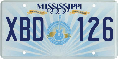MS license plate XBD126