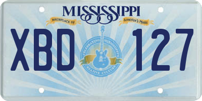 MS license plate XBD127