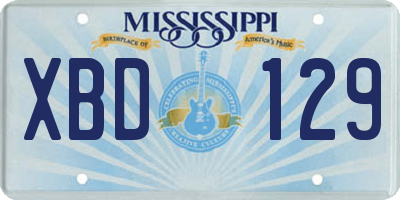 MS license plate XBD129