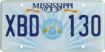 MS license plate XBD130