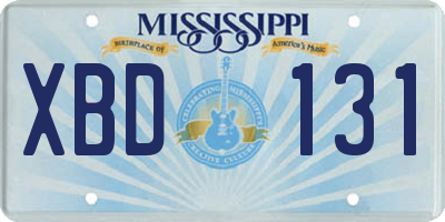 MS license plate XBD131