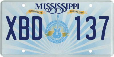 MS license plate XBD137